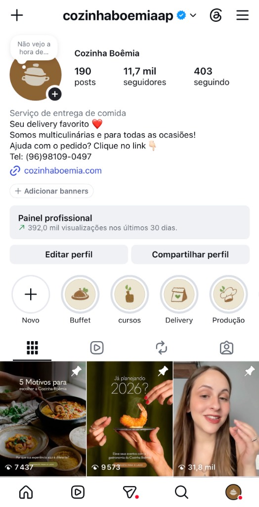 Instagram Cozinha Boêmia Profile